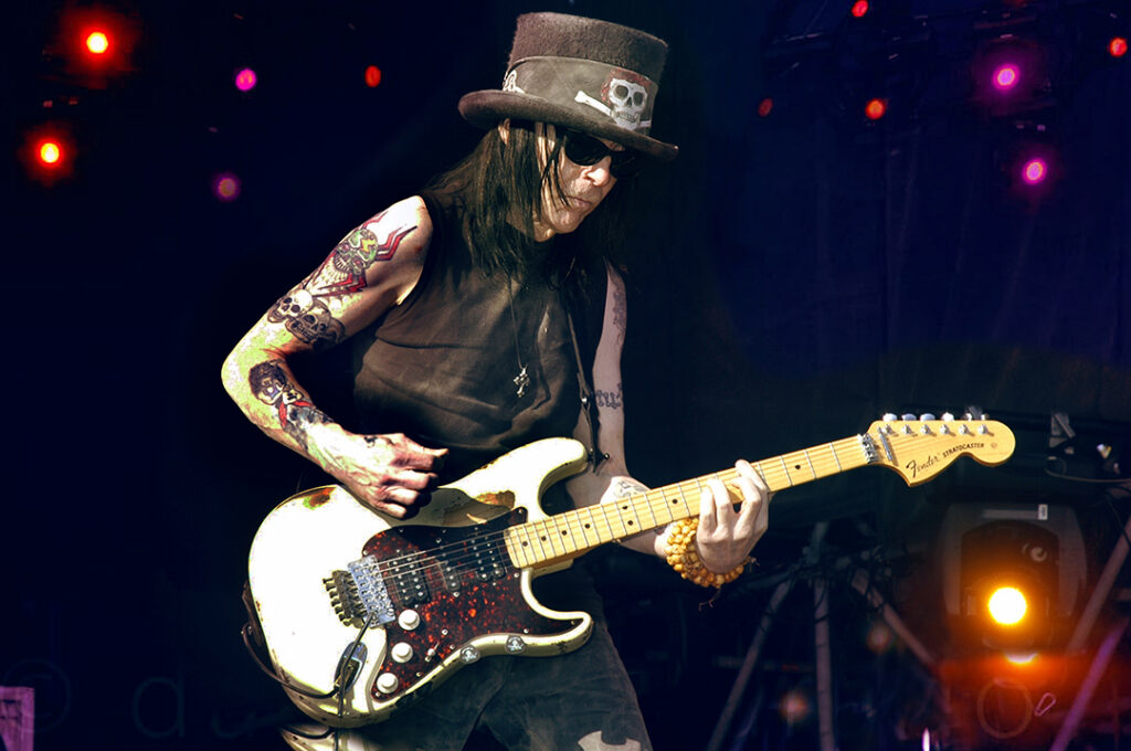 Mötley Crüe guitarist Mick Mars performing live on stage at Molson Park during the Live 8 concert on July 2, 2005. Photo by Daniel Alvarado."