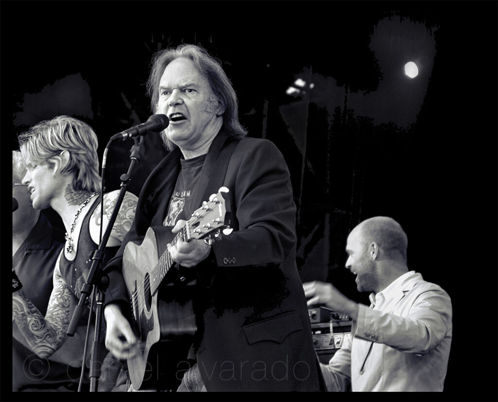 Neil Young, Gord Downie, Josh Todd of Buck Cherry performing during LIVE 8 
Iconic Concert On 2 July 2005. Photo by Daniel Alvarado  